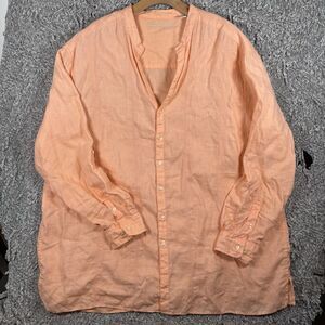 Caribbean 100% Linen Shirt Men’s Size 3XT (TALL) Salmon Pink Beach Designer Golf